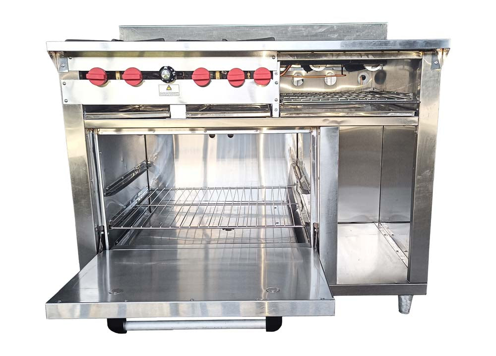Cocina a gas 4 Hornillas Hondas, Plancha Gratinador y Horno