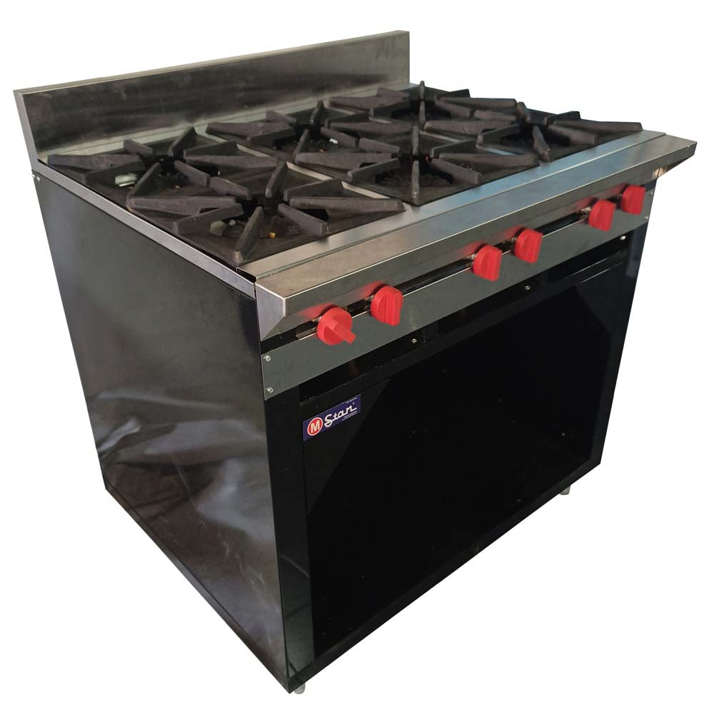 Cocina a gas 6 Hornillas Hondas y Gabinete