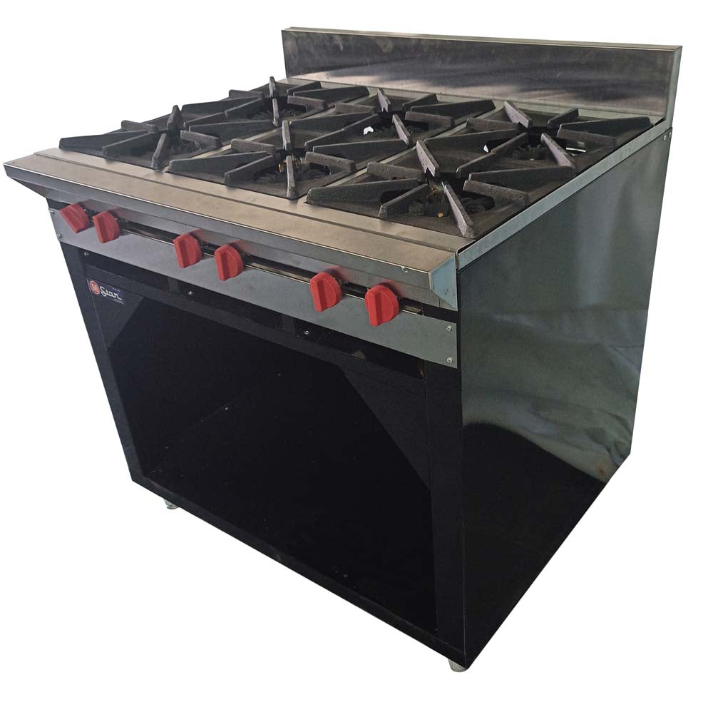 Cocina a gas 6 Hornillas Hondas y Gabinete