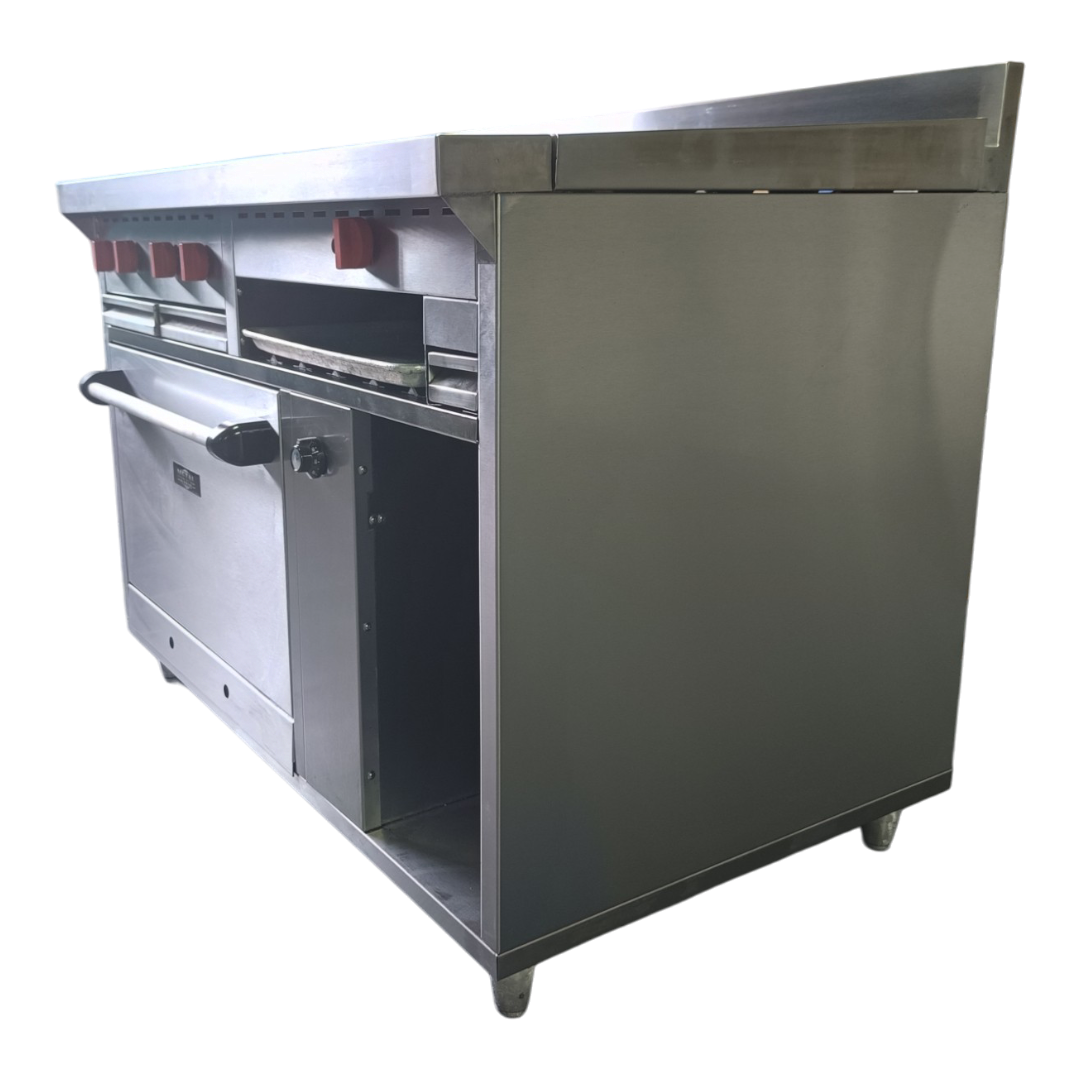 Cocina a gas 4 Hornillas Hondas, Plancha Gratinador y Horno