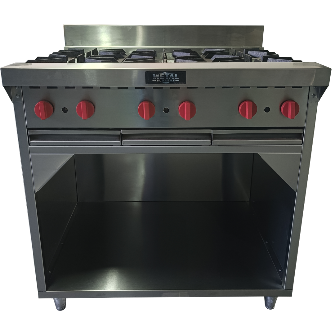 Cocina a gas 6 Hornillas Hondas y Gabinete