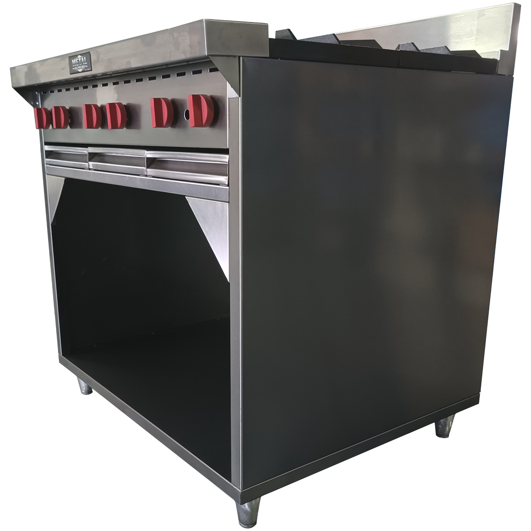 Cocina a gas 6 Hornillas Hondas y Gabinete
