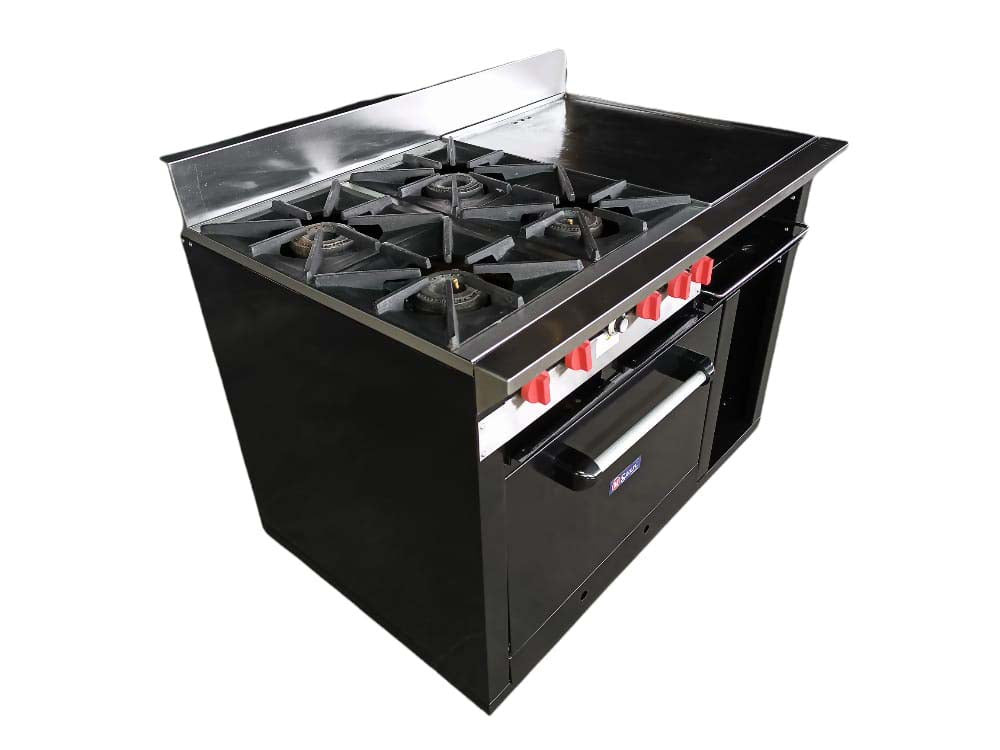 Cocina a gas 4 Hornillas Hondas, Plancha Gratinador y Horno