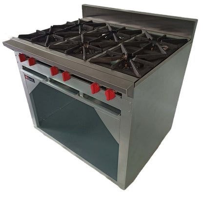 Cocina a gas 6 Hornillas Hondas y Gabinete