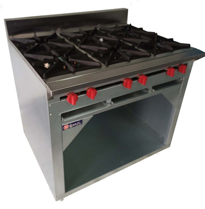 Cocina a gas 6 Hornillas Hondas y Gabinete