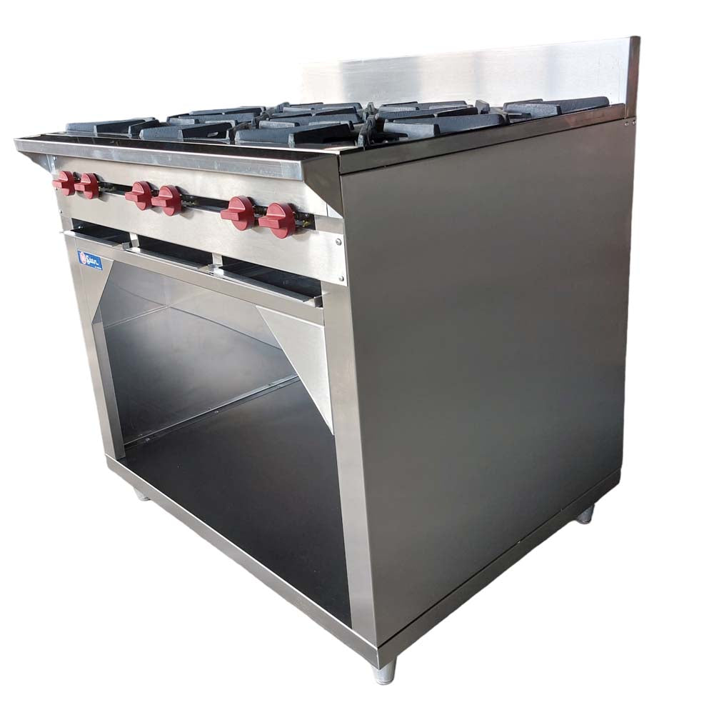 Cocina a gas 6 Hornillas Hondas y Gabinete