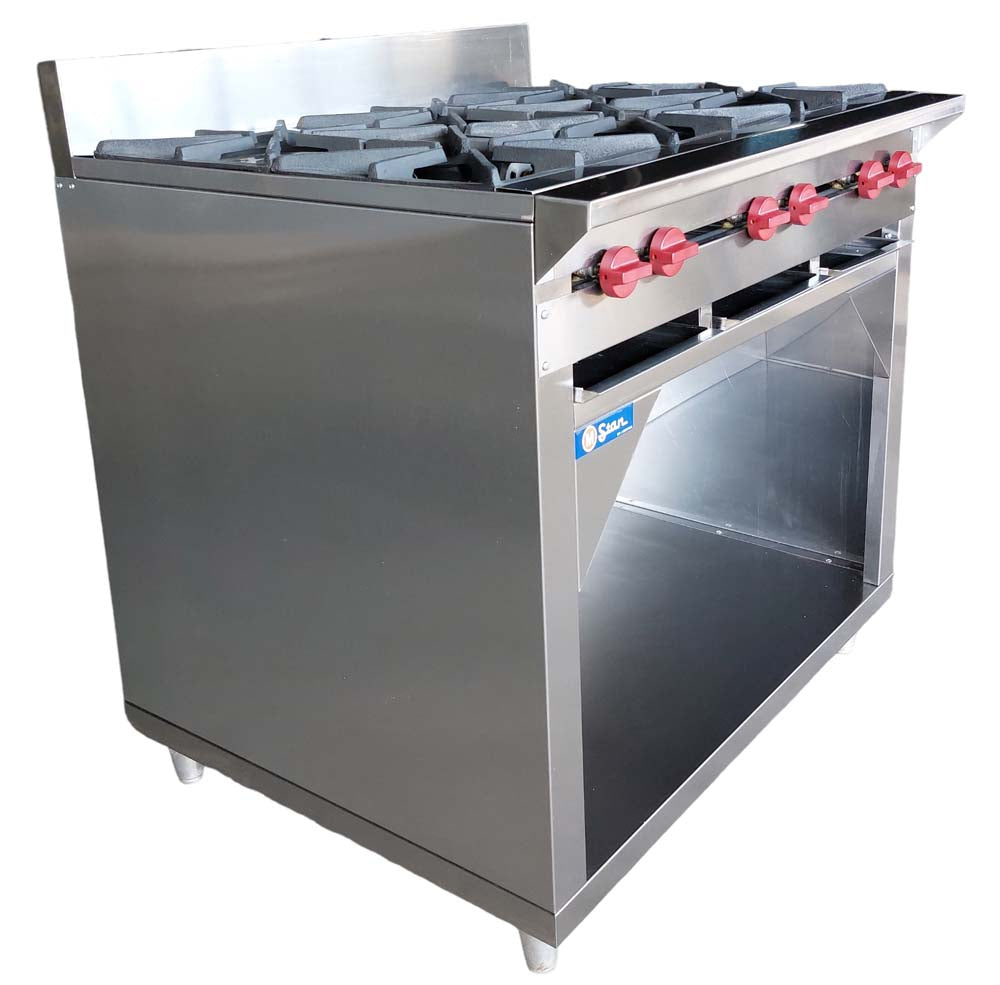 Cocina a gas 6 Hornillas Hondas y Gabinete